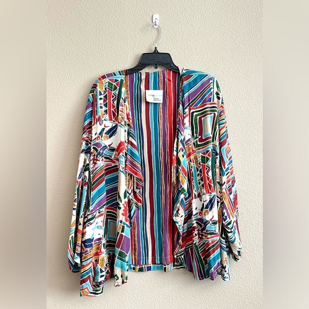 Laura Kieffer for Susan Burrowes Beaded Trim Kimono Art to Wear Cardigan